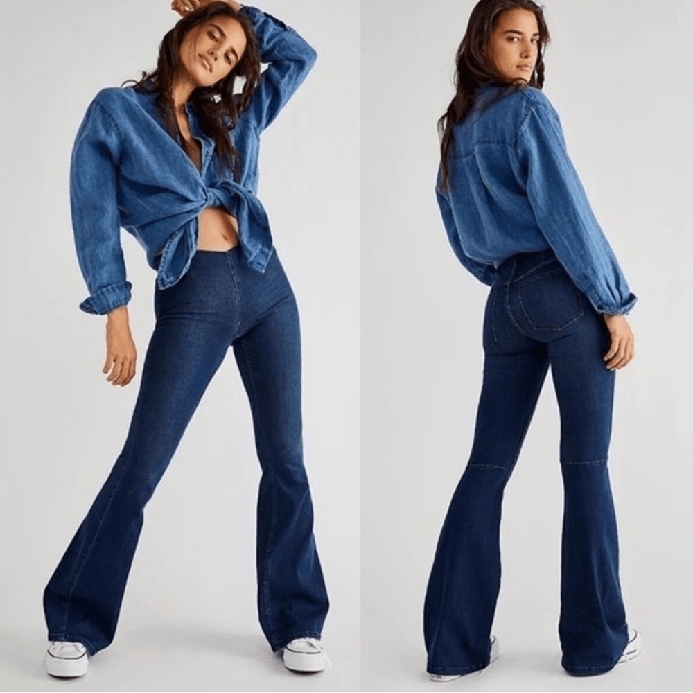 Free People Dark Blue Flare Jeans